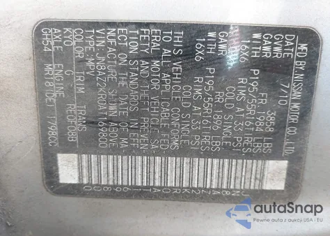 2010 Nissan Cube 1.8Sl from USA, damaged, VIN JN8AZ2KR0AT169800